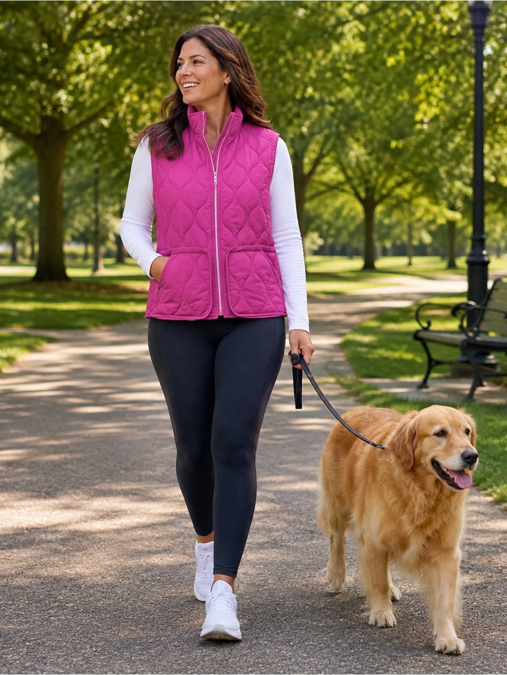 Northern Reflections Quilted Pink Sleeveless Zip-Front Vest
